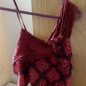 Free People Crimson and Black Striped Top